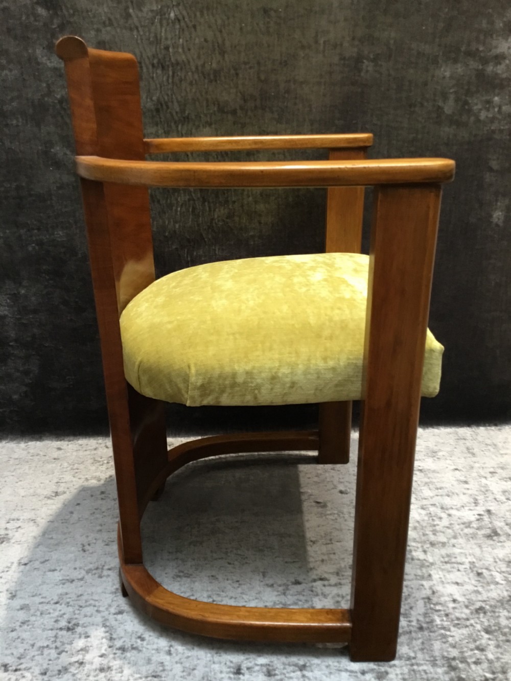 A Belgium Art Deco Walnut Chair by De Coene Freres. View XI