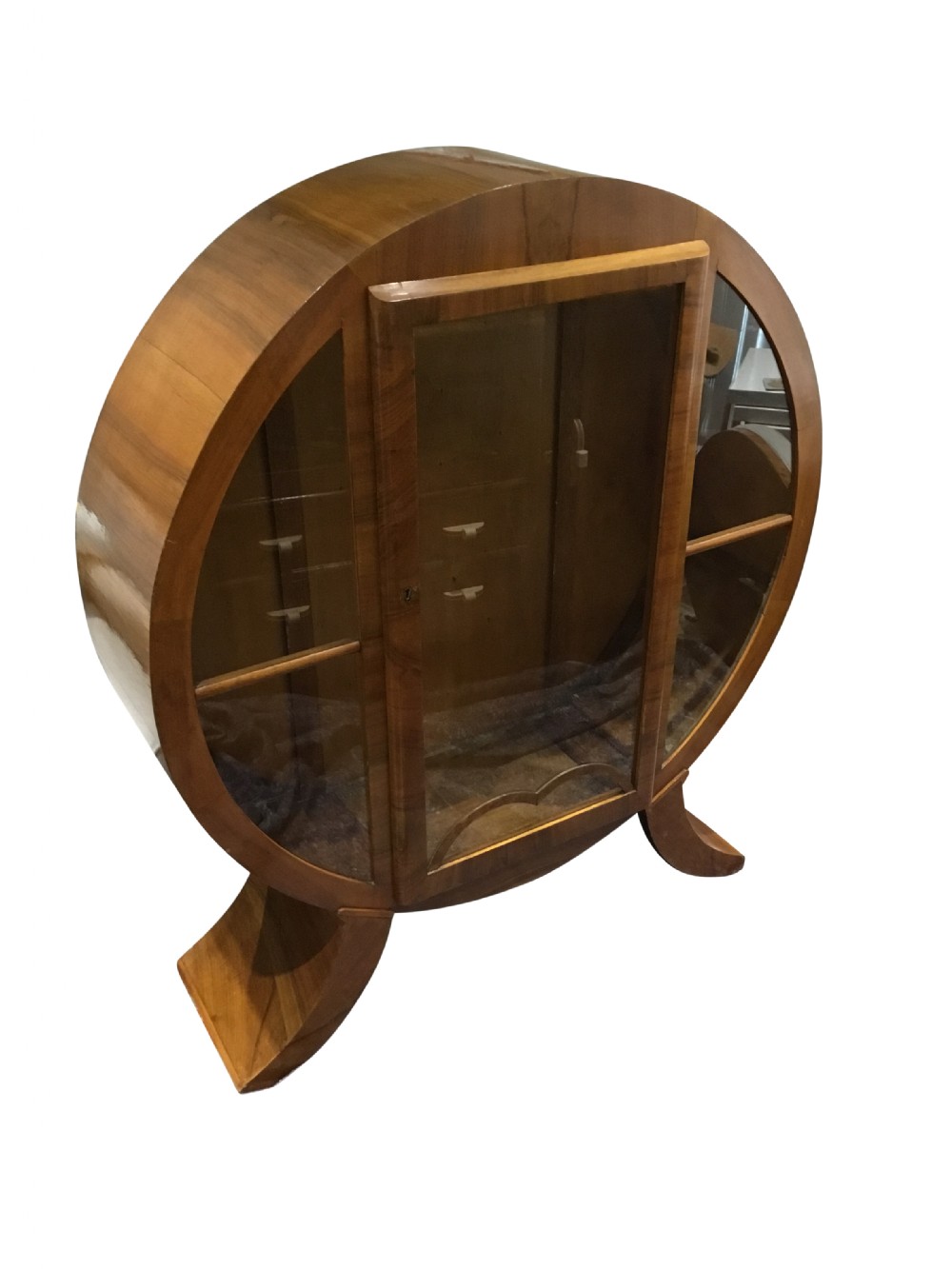 Art Deco Walnut Display Cabinet