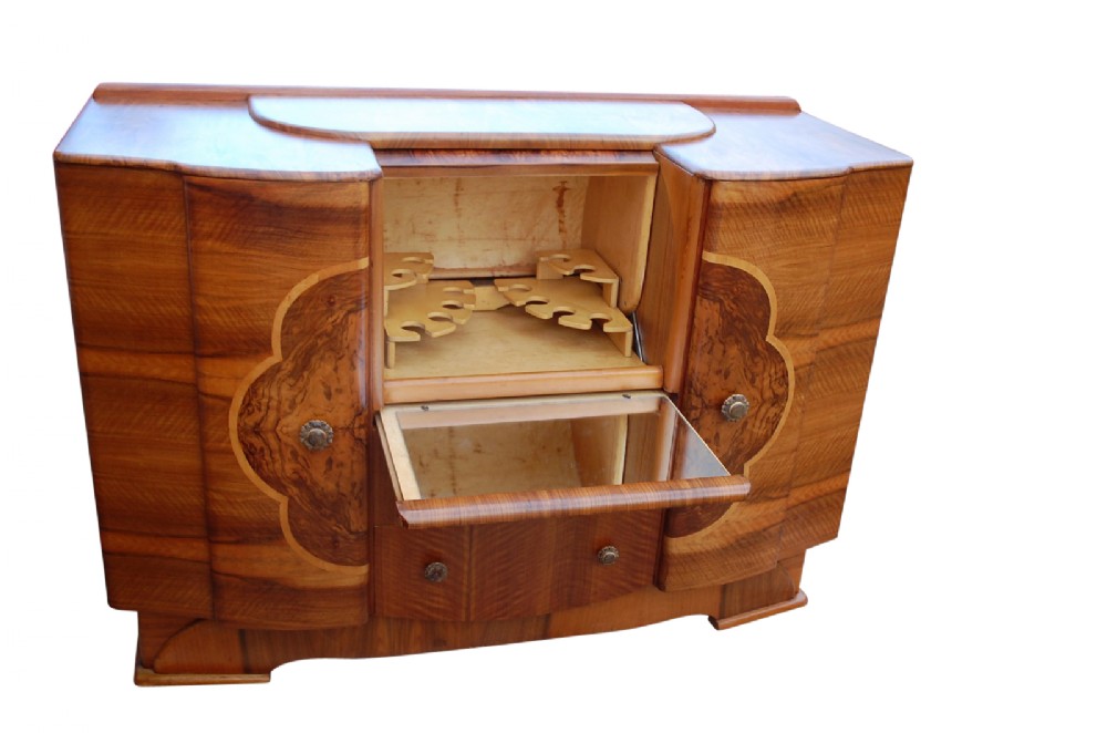 An Art Deco Walnut Cocktail Cabinet