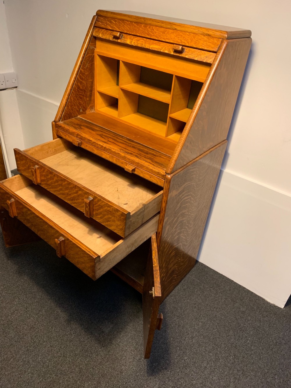 Art Deco Oak Bureau View VIII