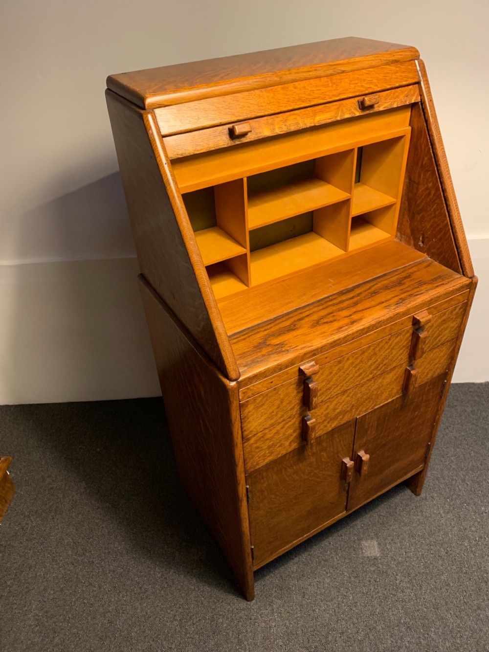 Art Deco Oak Bureau View IX