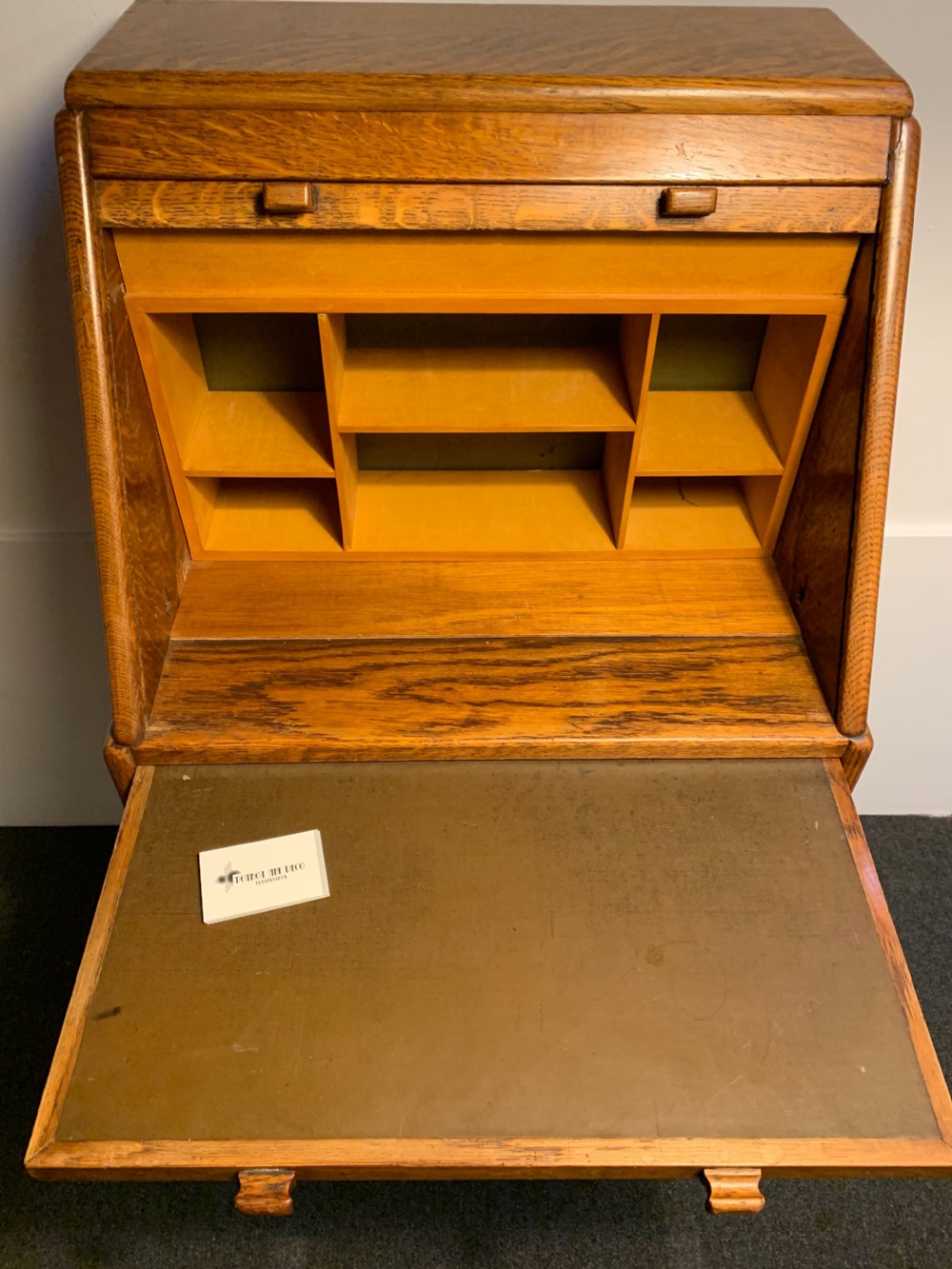 Art Deco Oak Bureau View XI