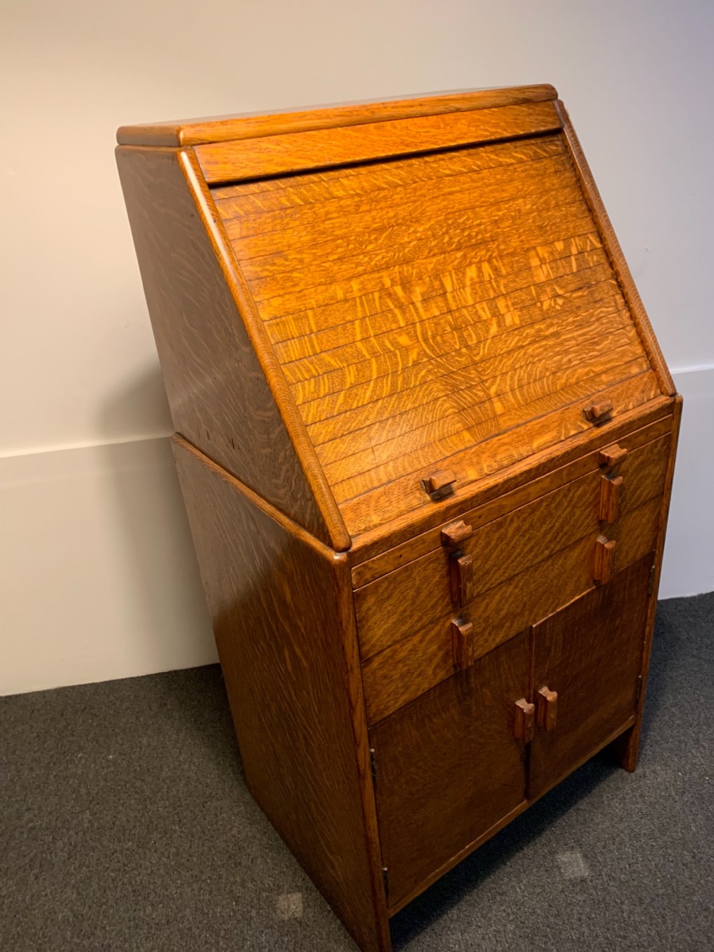 Art Deco Oak Bureau View XIV