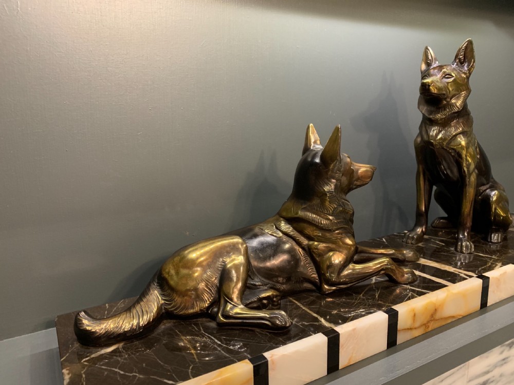 A French Art Deco Spelter Pair of Alsatian Dogs View VIII