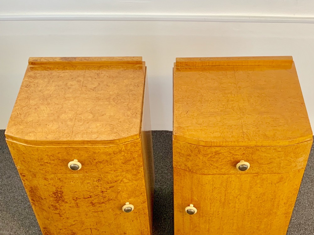A Pair of Art Deco Birch Bedside Cabinets  View III