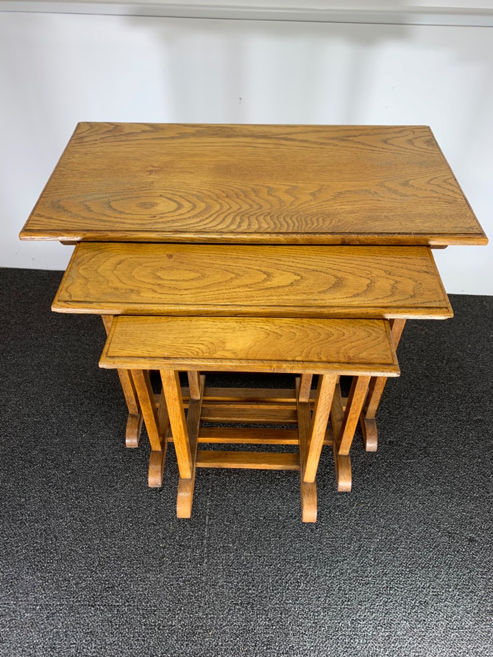 Nest of Three Oak 1930s Tables