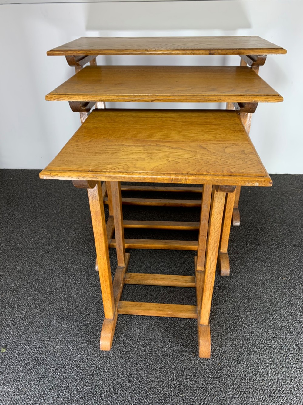 Nest of Three Oak 1930s Tables View III