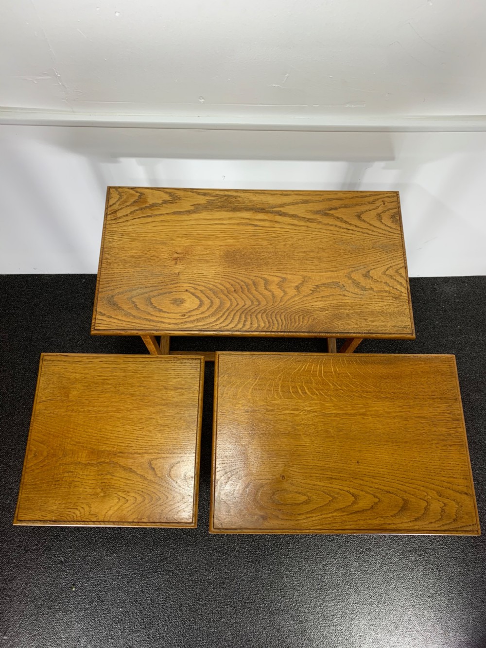 Nest of Three Oak 1930s Tables View V