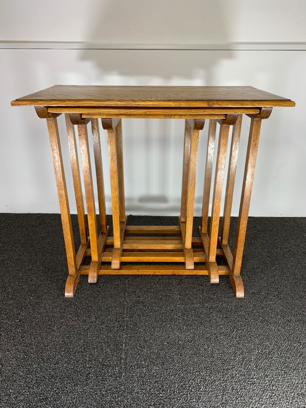 Nest of Three Oak 1930s Tables View VII