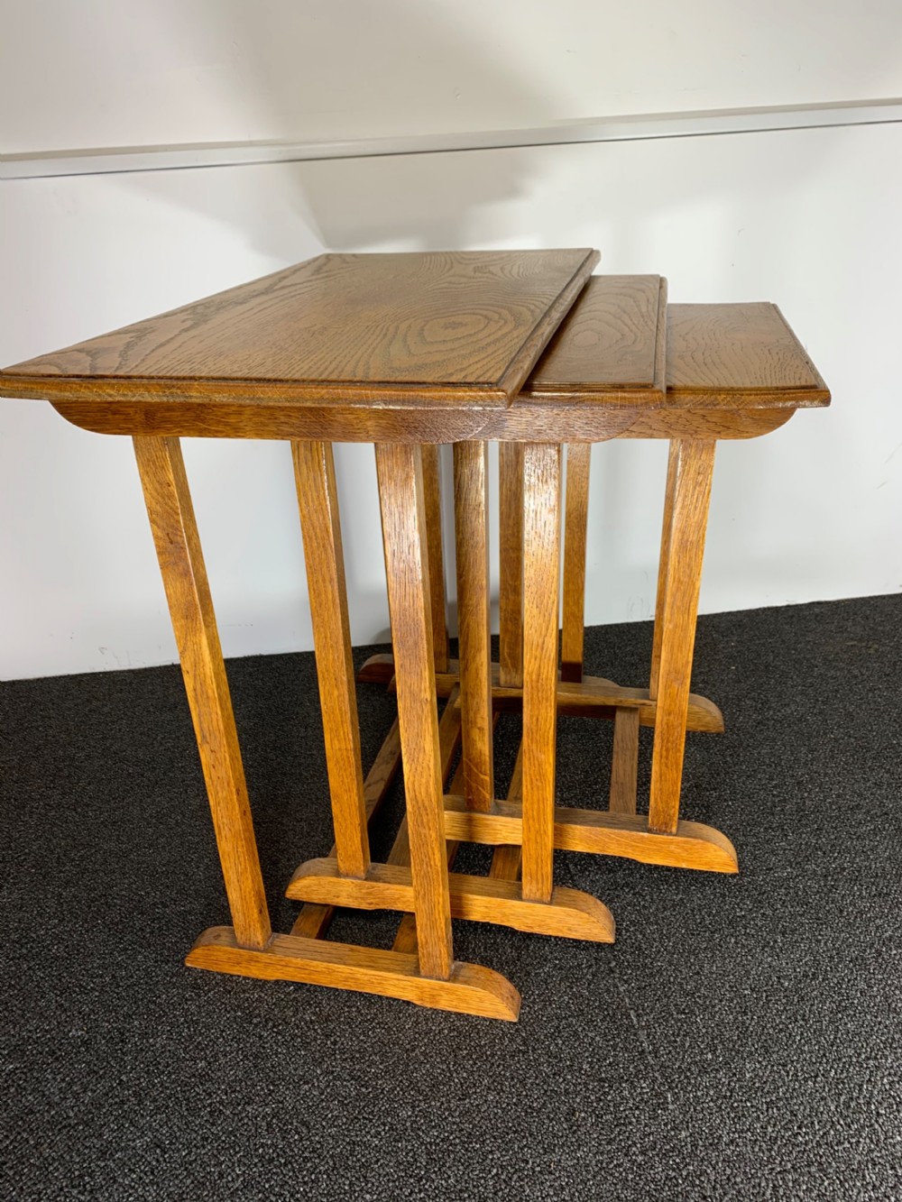 Nest of Three Oak 1930s Tables View IX