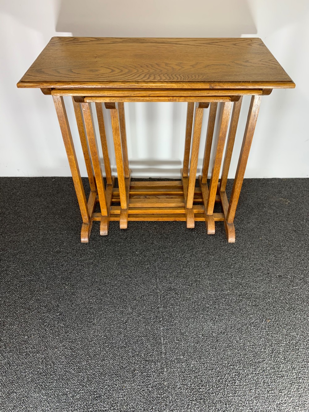 Nest of Three Oak 1930s Tables View X