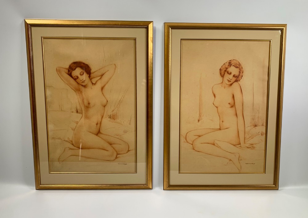 A Pair of Art Deco Nude Paintings
