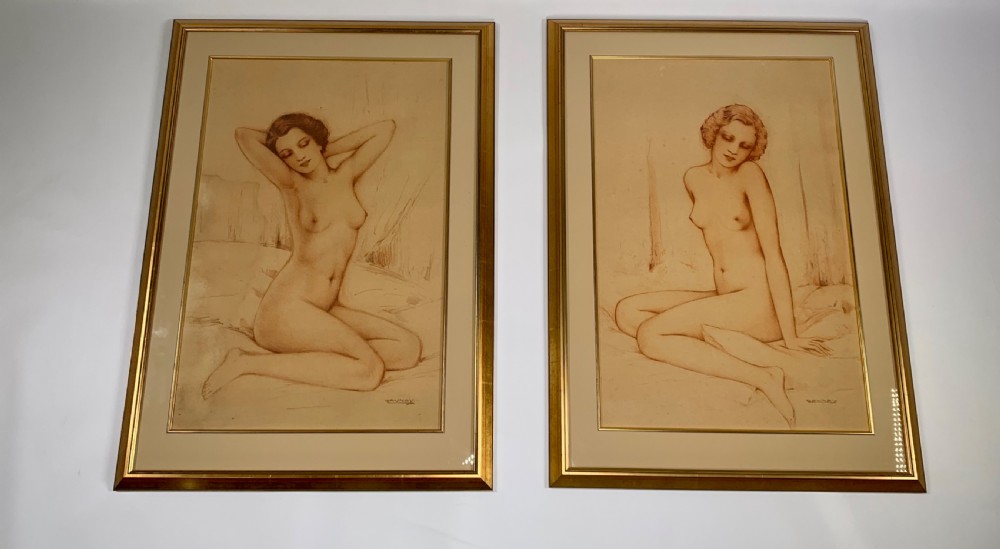 A Pair of Art Deco Nude Paintings View II