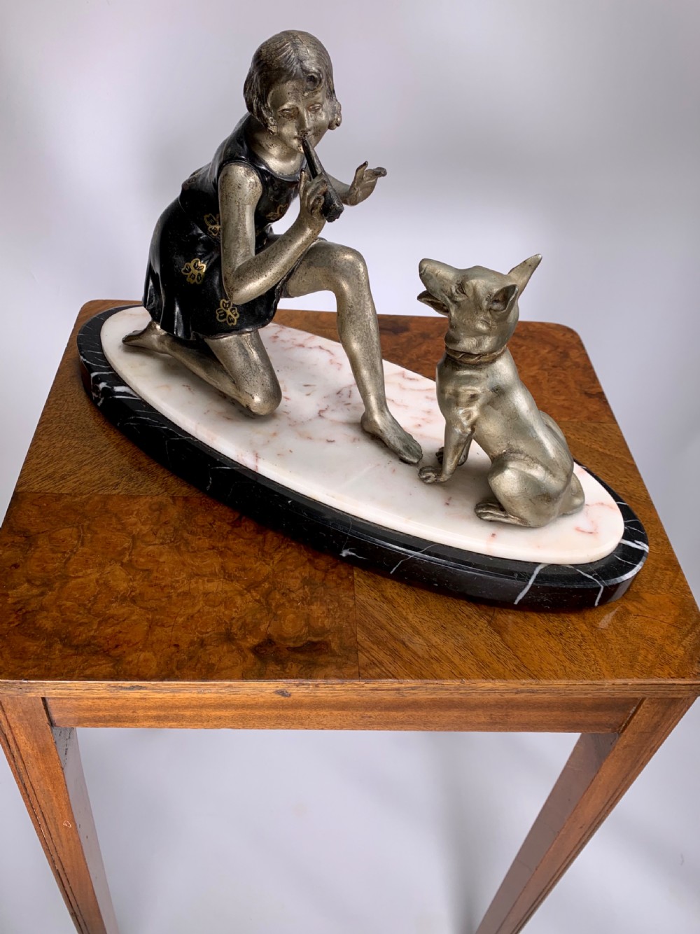 Art Deco Female Figure with a Dog by Geo Maxim View II