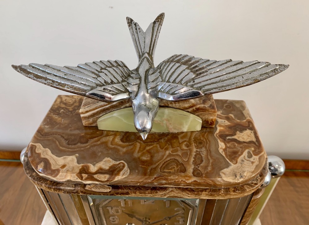 Art Deco French Clock with Garnitures. View V