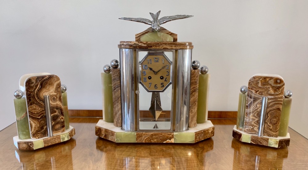 Art Deco French Clock with Garnitures. View XI