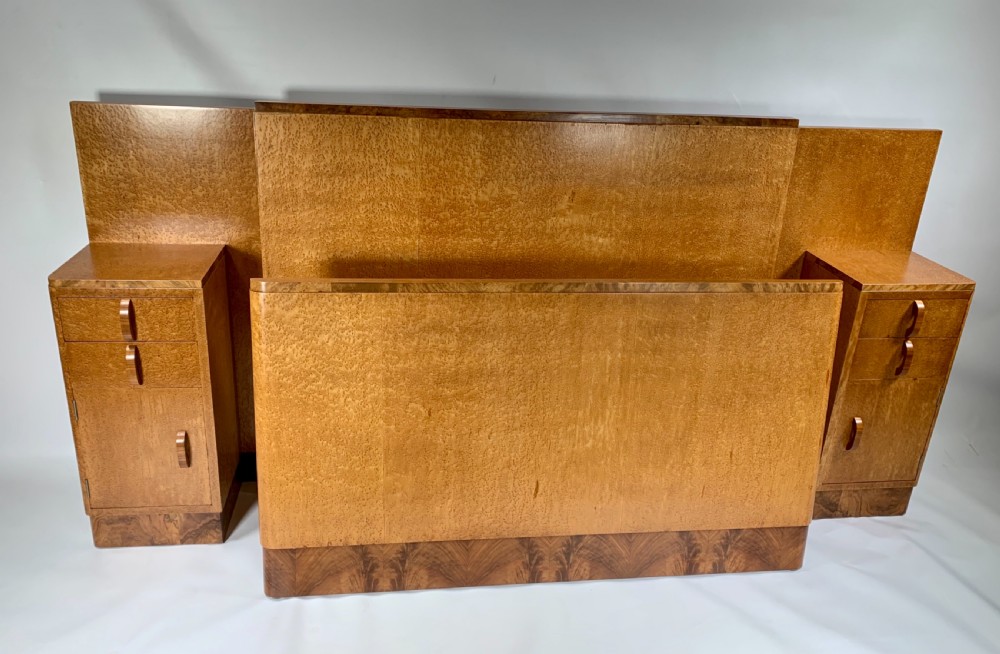 Art Deco Double Bed With Attached Bedside Cabinets. View III