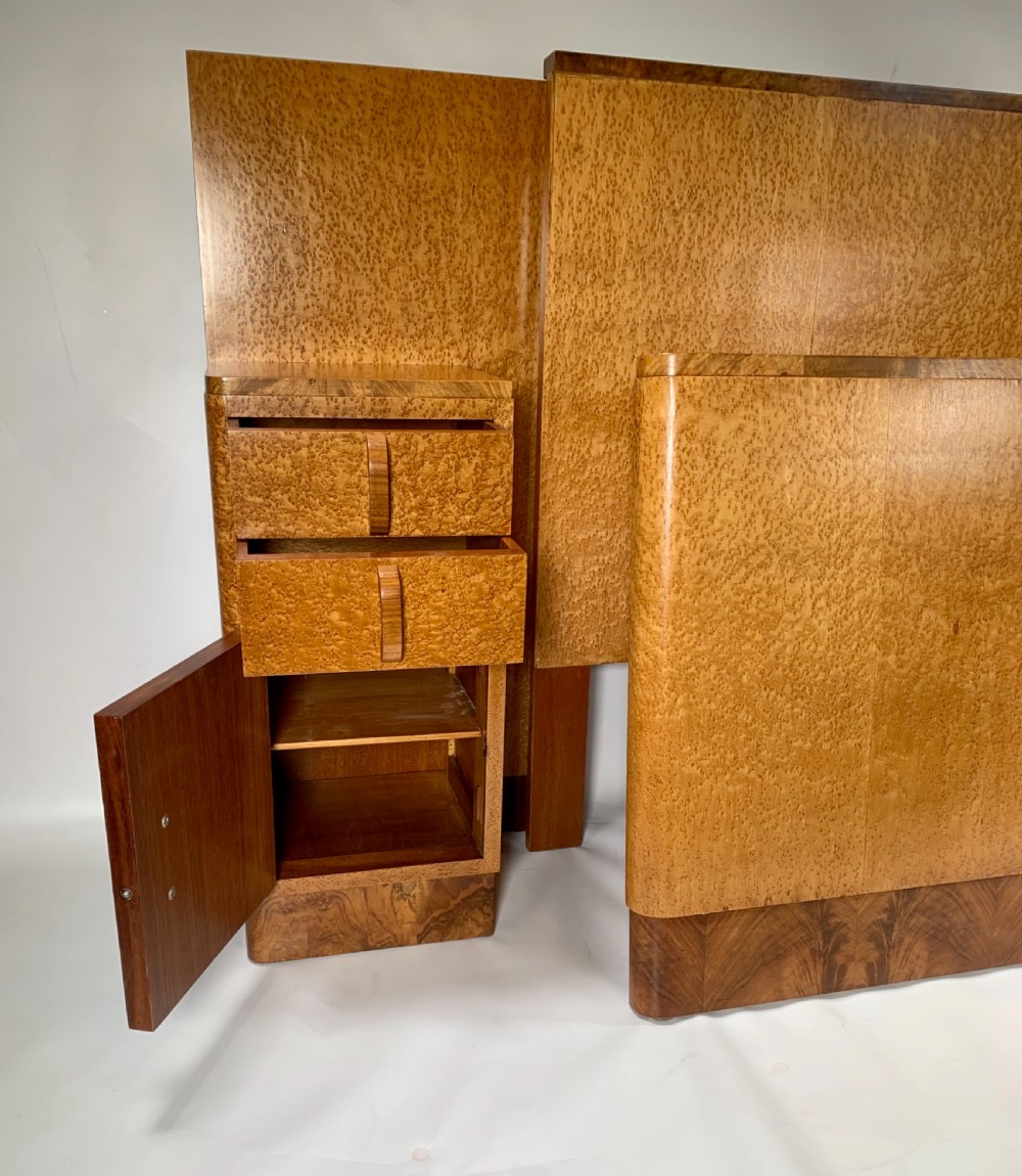 Art Deco Double Bed With Attached Bedside Cabinets. View IV