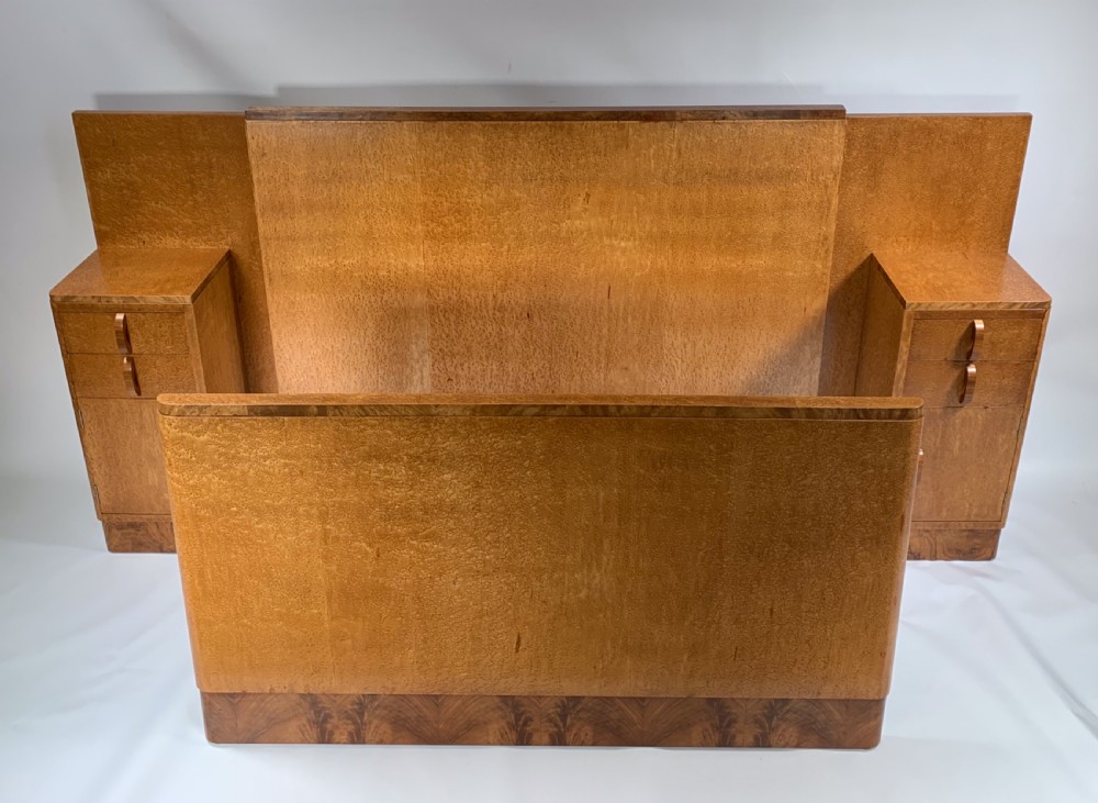 Art Deco Double Bed With Attached Bedside Cabinets. View V
