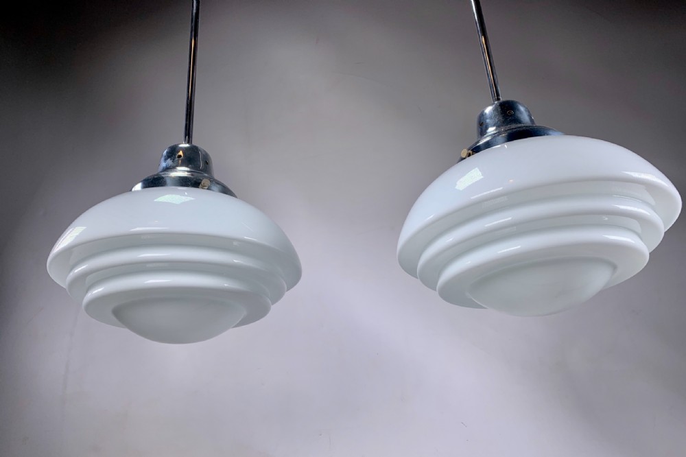 Pair of Large Art Deco Pendant Lights View IV
