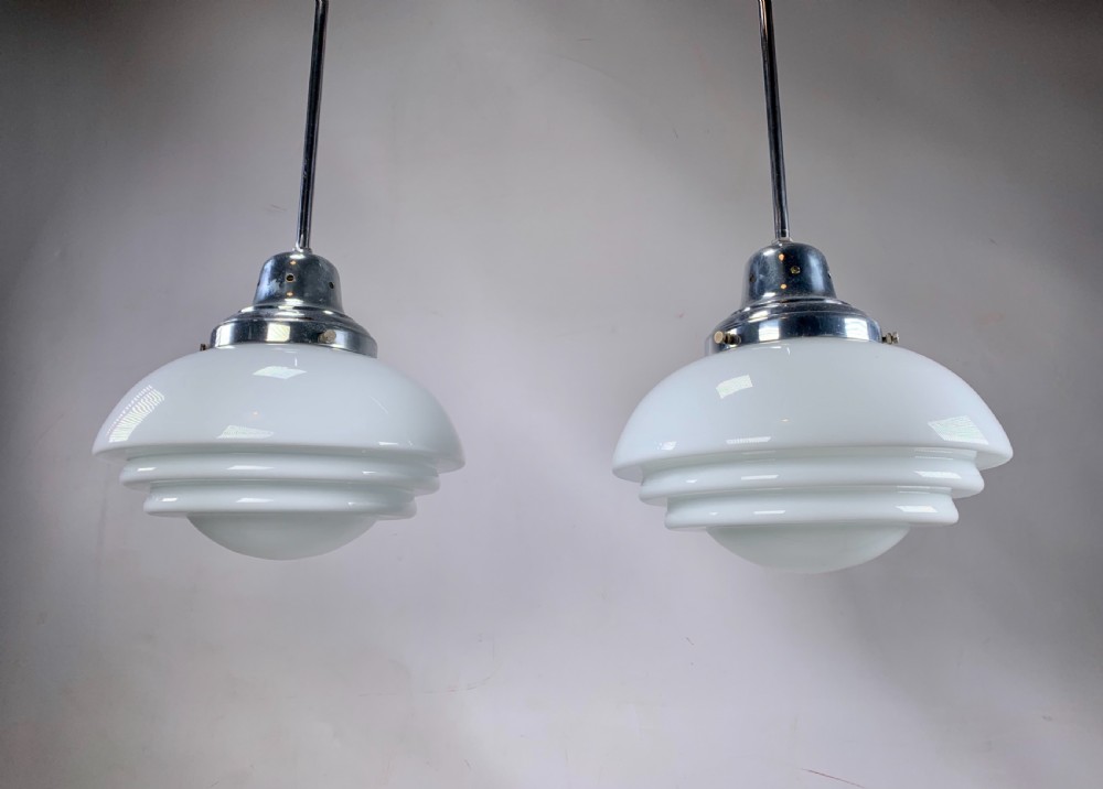 Pair of Large Art Deco Pendant Lights View V