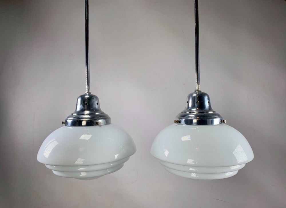 Pair of Large Art Deco Pendant Lights View VIII