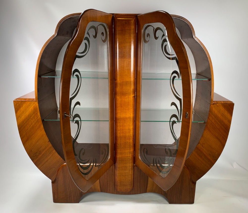 Art Deco Walnut Display Cabinet