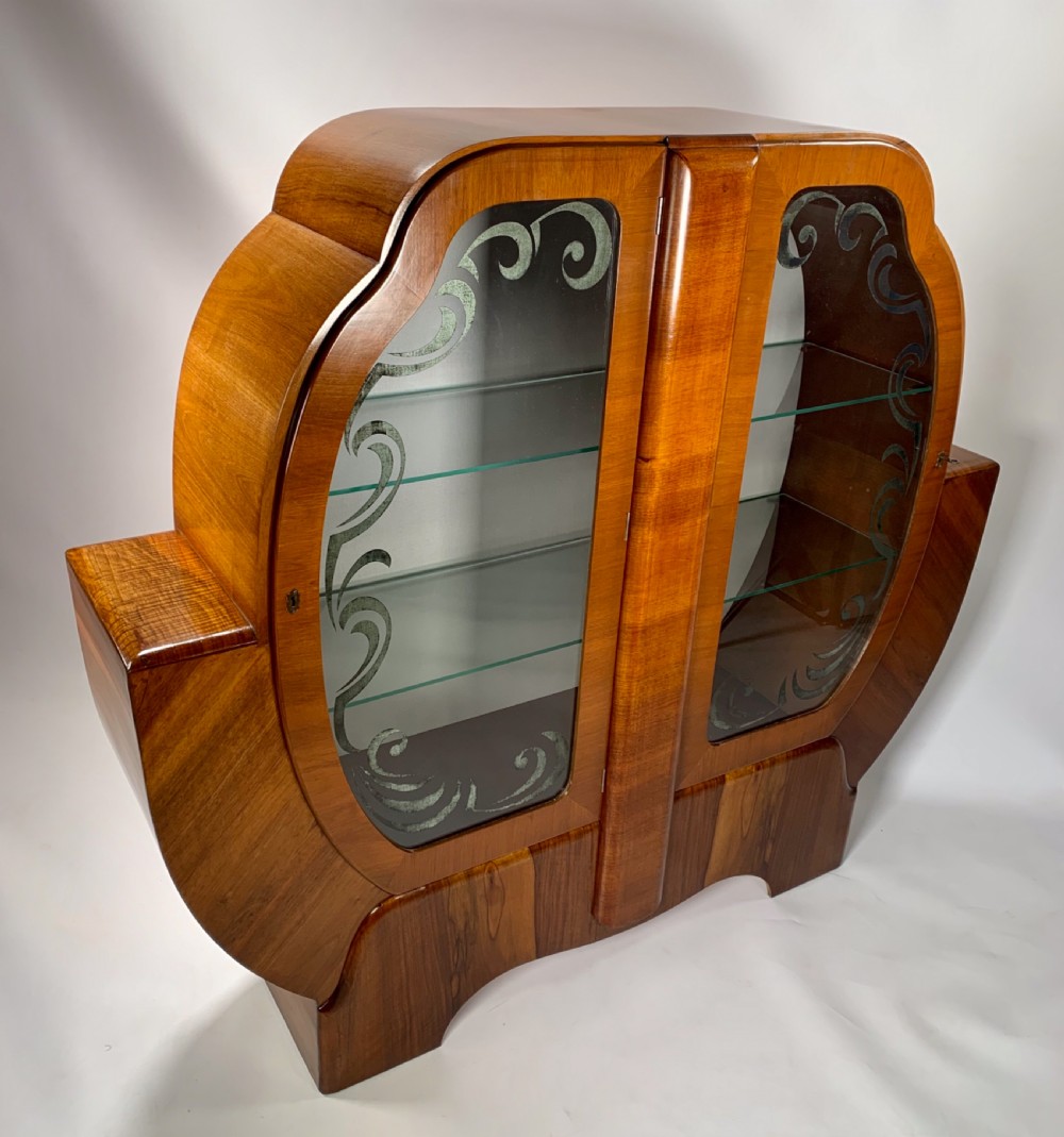Art Deco Walnut Display Cabinet View V