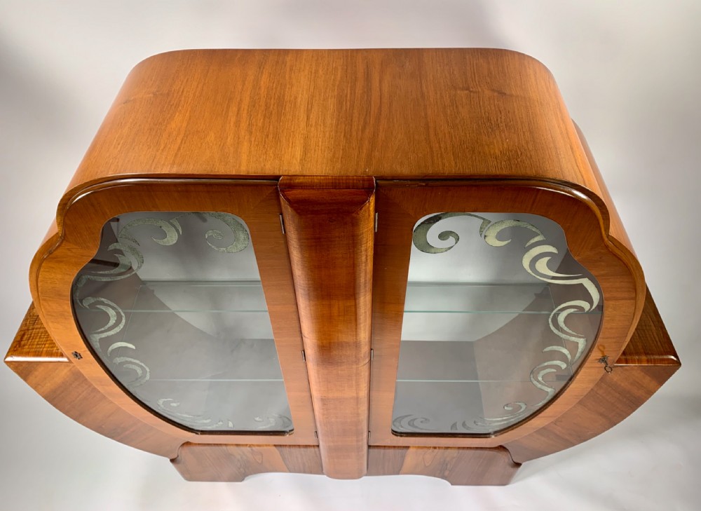 Art Deco Walnut Display Cabinet View VI