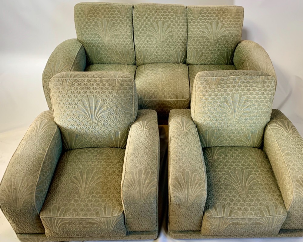 Art Deco Three Piece Suite for Reupholstery.  View IX