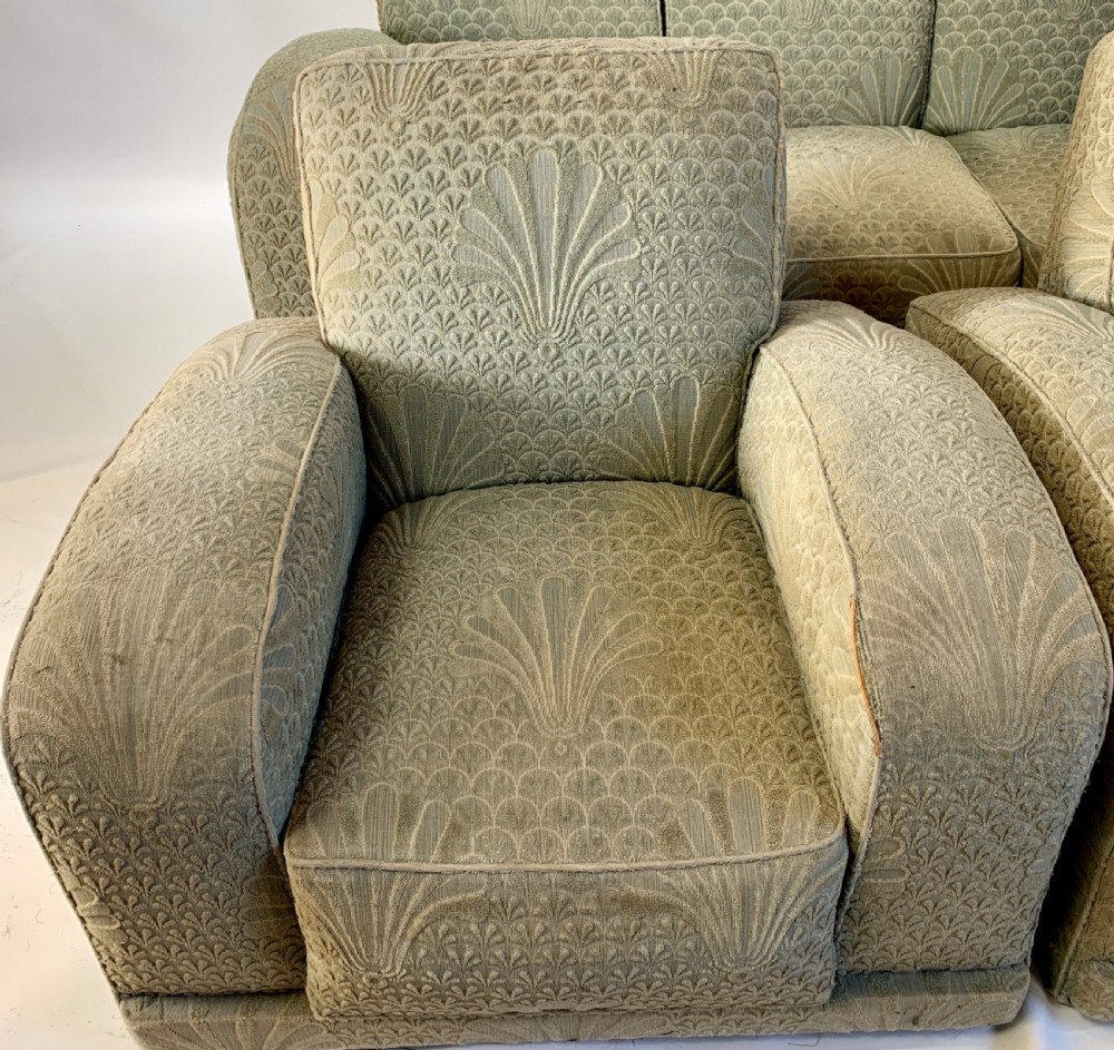 Art Deco Three Piece Suite for Reupholstery.  View VII