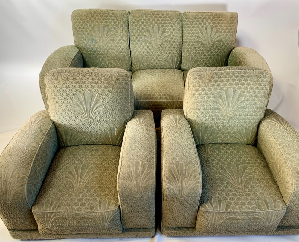 Art Deco Three Piece Suite for Reupholstery.  View VIII