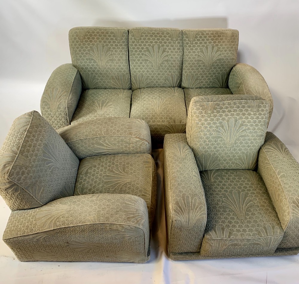 Art Deco Three Piece Suite for Reupholstery.  View XII
