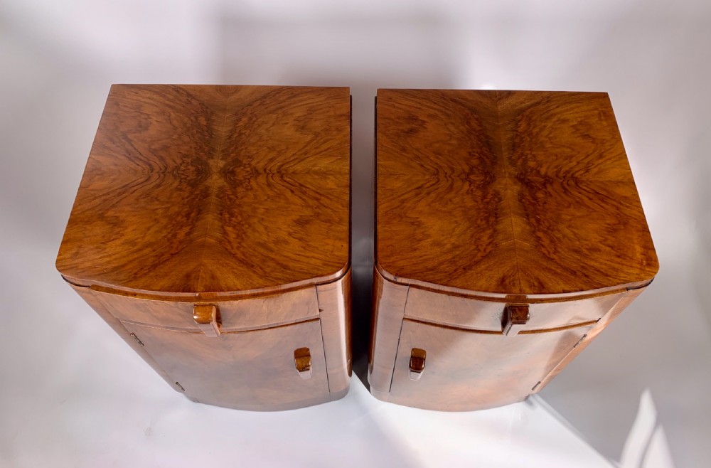 Pair of Art Deco walnut Bedside Cabinets View II