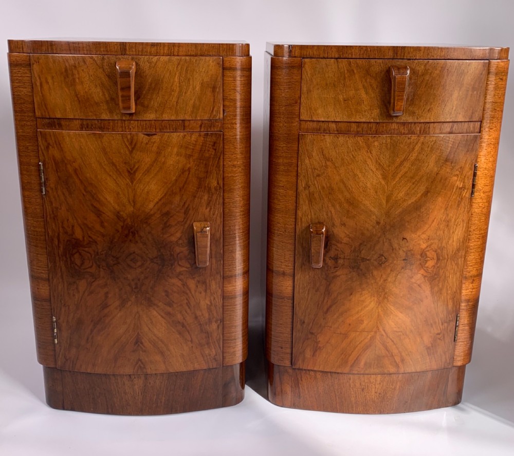 Pair of Art Deco walnut Bedside Cabinets View III