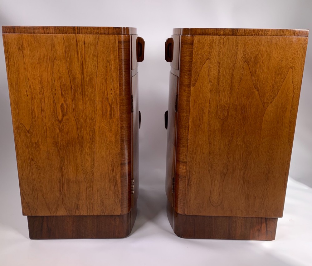 Pair of Art Deco walnut Bedside Cabinets View V