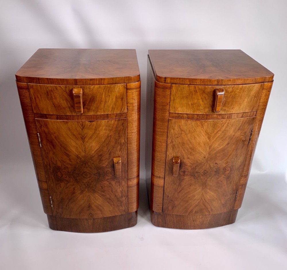 Pair of Art Deco walnut Bedside Cabinets View VI