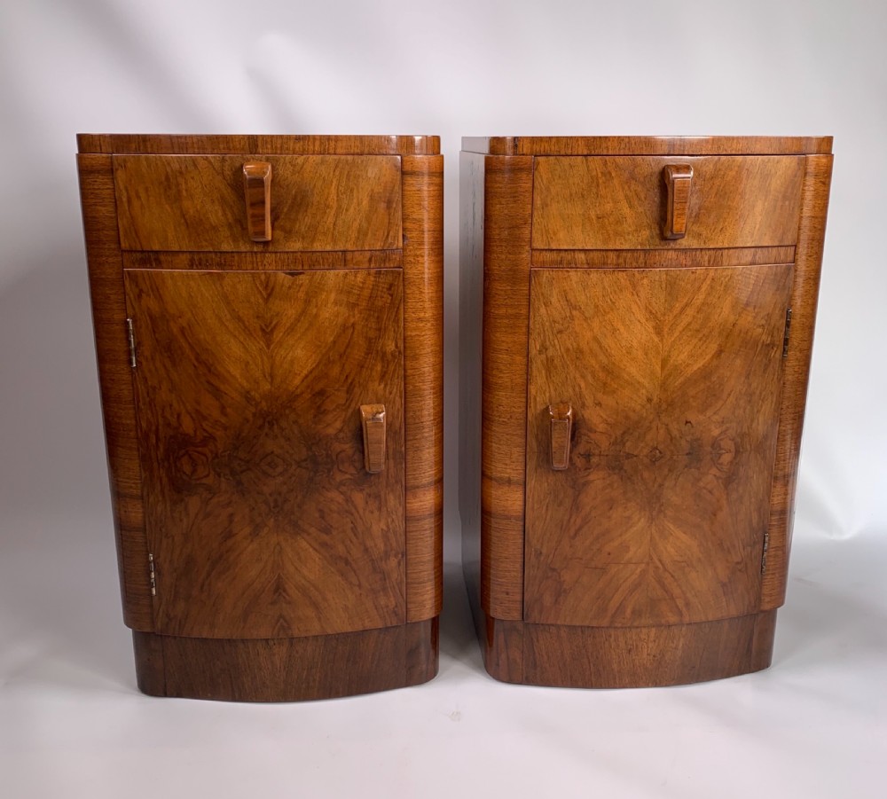 Pair of Art Deco walnut Bedside Cabinets View VIII