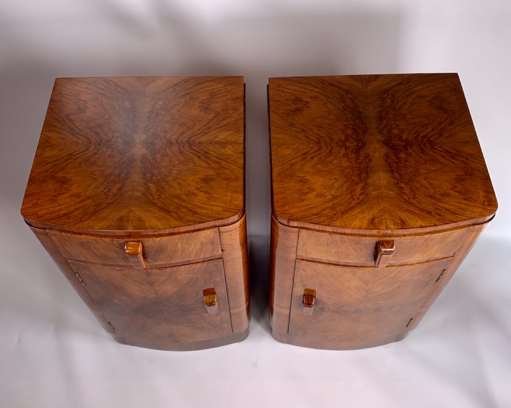 Pair of Art Deco walnut Bedside Cabinets View X