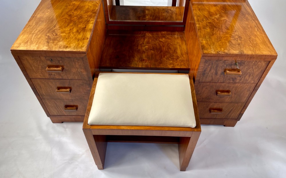Art Deco Walnut Dressing Table and Stool View II