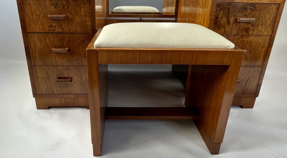 Art Deco Walnut Dressing Table and Stool View III