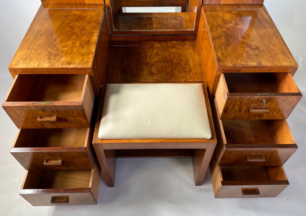 Art Deco Walnut Dressing Table and Stool View XIV
