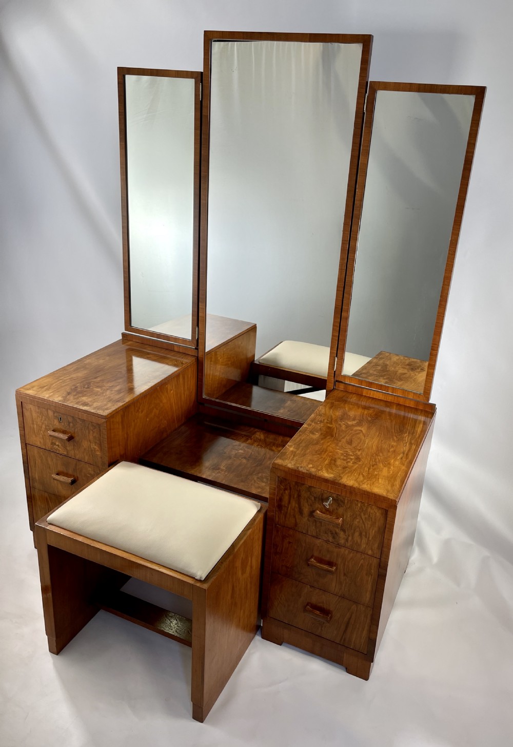Art Deco Walnut Dressing Table and Stool View XVII