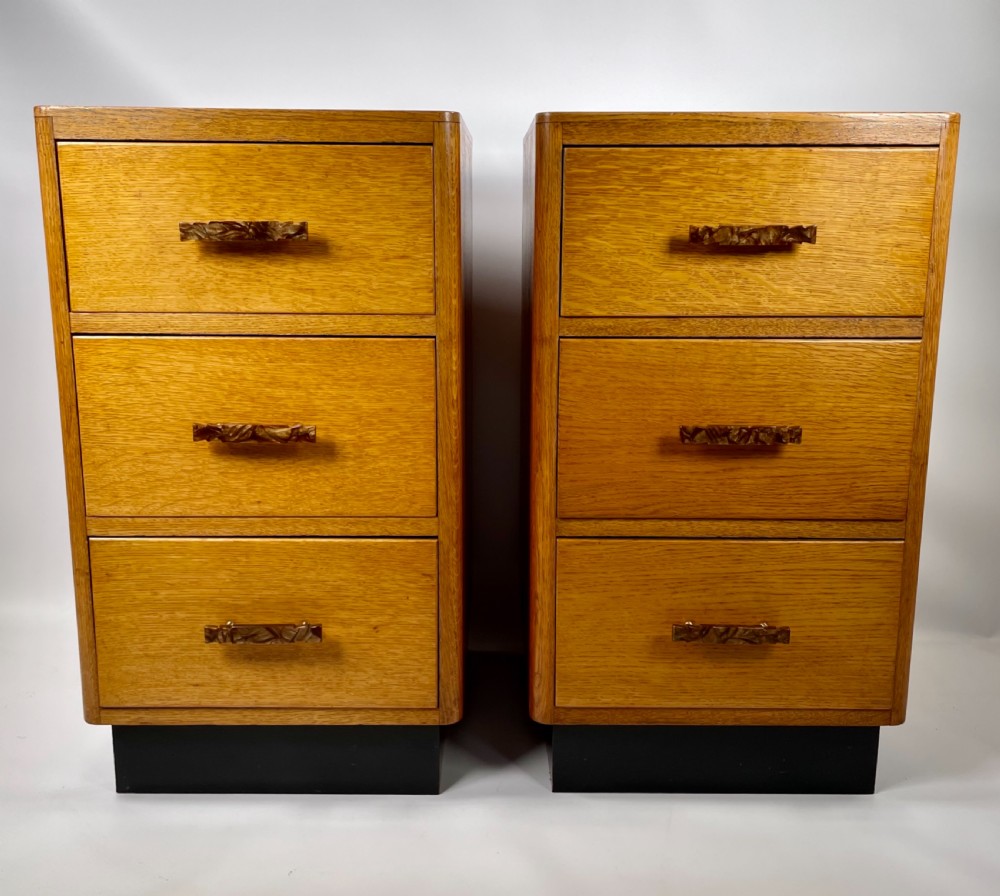A Pair of Art Deco Oak Bedside Cabinets View II