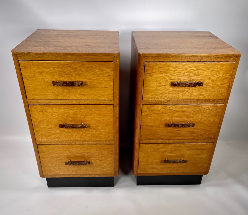 A Pair of Art Deco Oak Bedside Cabinets View VI
