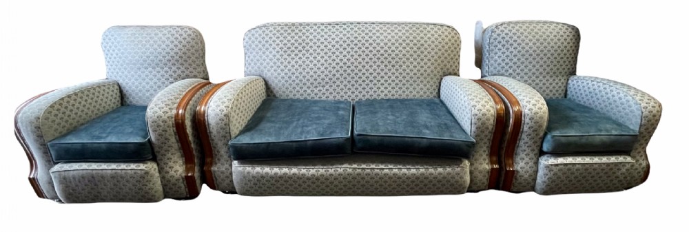 Art Deco Sofa and Pair of Armchairs