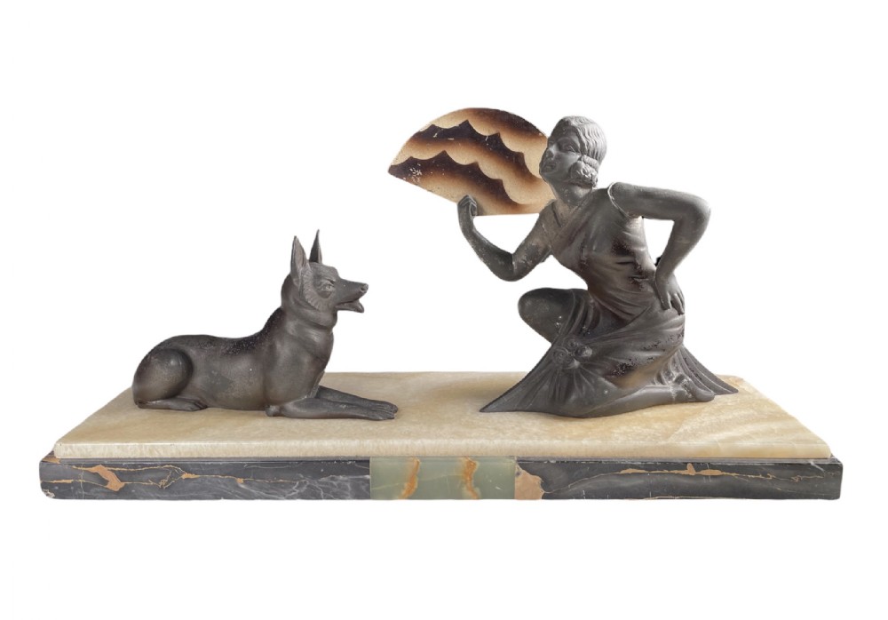 Art Deco Lady and Dog