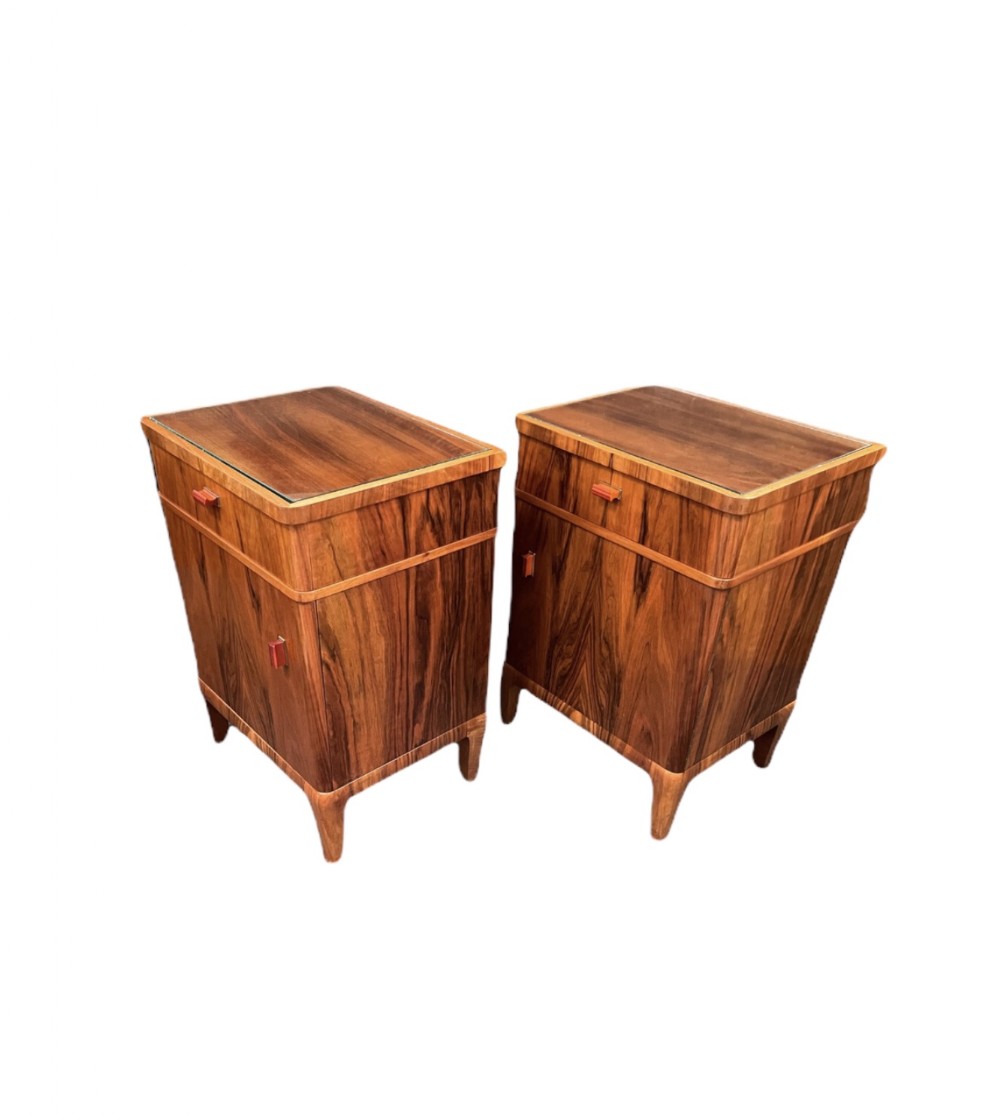 A Pair of French Art Deco Bedside Cabinets 