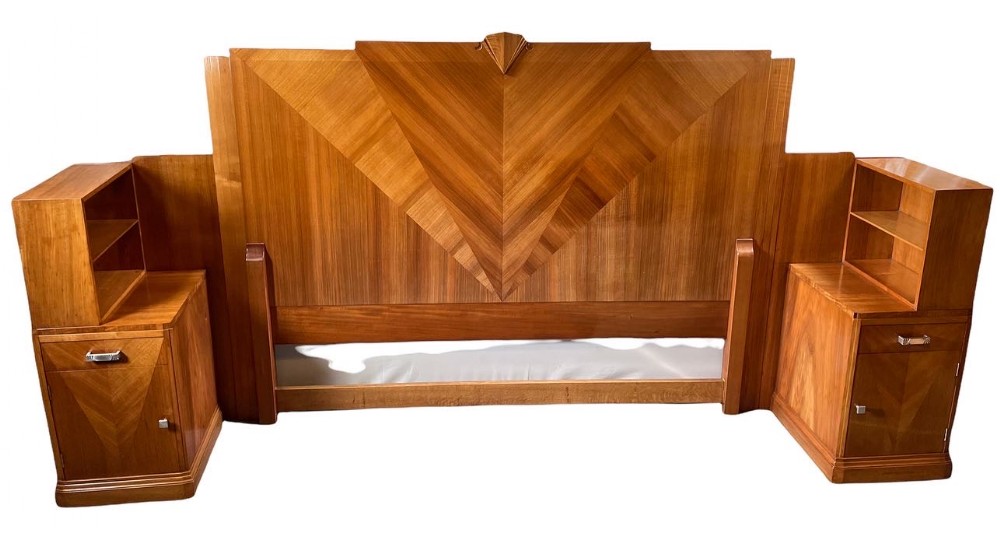 Art Deco Headboard with matching bedside cabinets