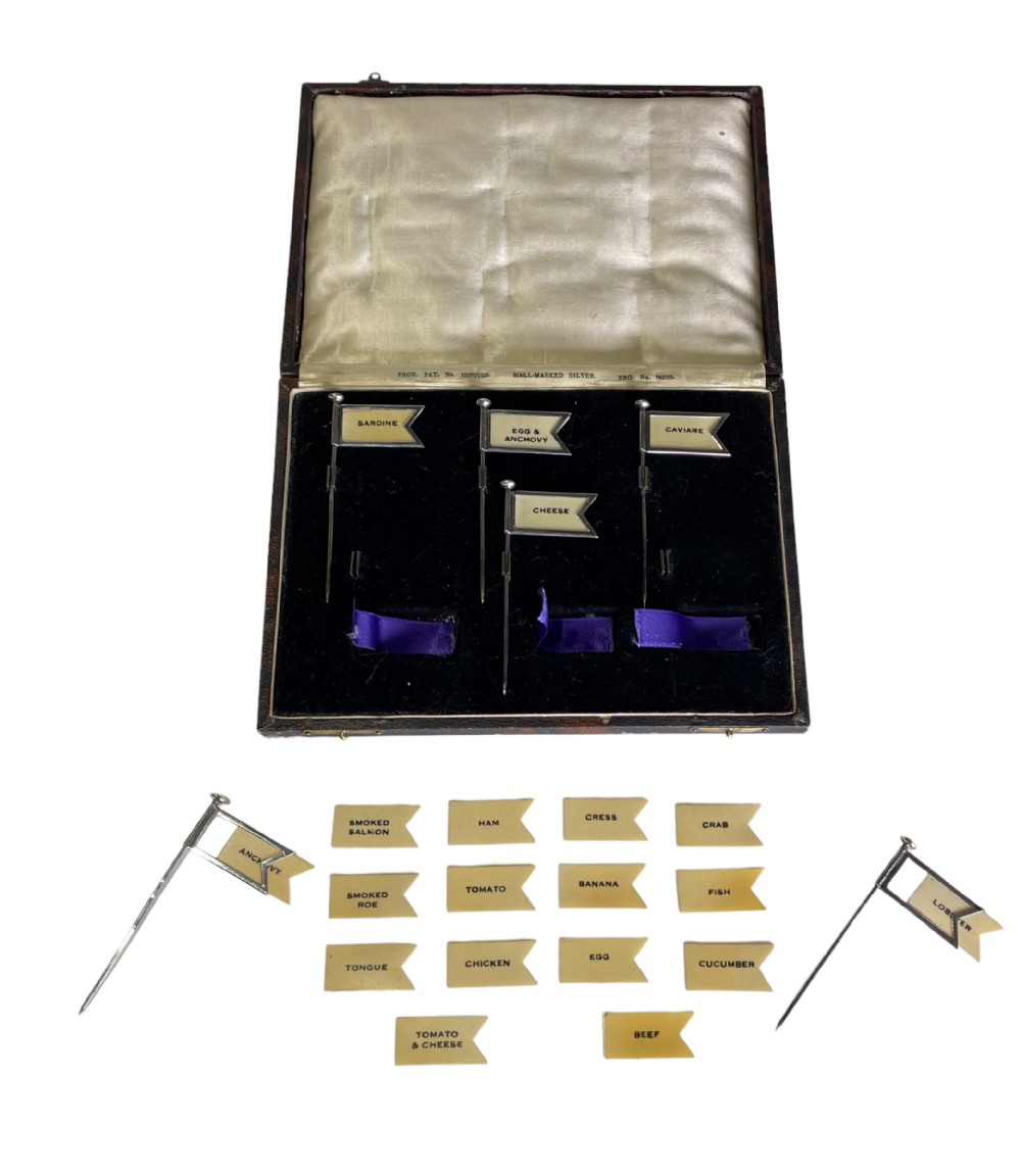 Fine Set of Silver Art Deco Sandwich Markers.